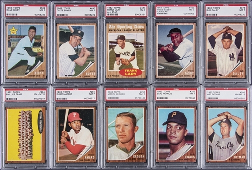 1962 Topps Baseball PSA-Graded High Grade Collection (20 Different) 